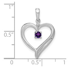 14k White Gold Amethyst and Diamond Heart Pendant - 4