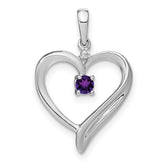 14k White Gold Amethyst and Diamond Heart Pendant - 4