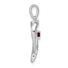 14k White Gold Garnet and Diamond Heart Pendant - 2