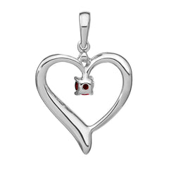 14k White Gold Garnet and Diamond Heart Pendant - 2