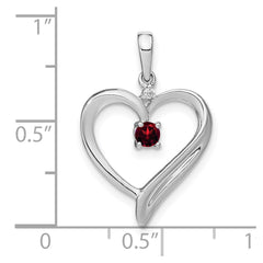 14k White Gold Garnet and Diamond Heart Pendant - 2