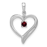 14k White Gold Garnet and Diamond Heart Pendant - 2