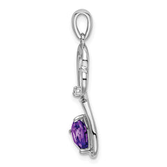 14k White Gold Amethyst and Diamond Heart Pendant - 2