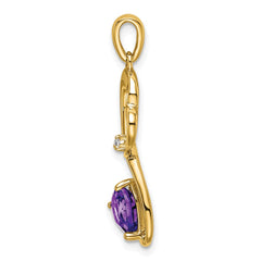 14k Amethyst and Diamond Heart Pendant - 2