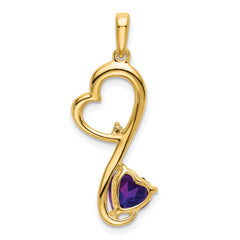 14k Amethyst and Diamond Heart Pendant - 2