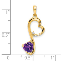 14k Amethyst and Diamond Heart Pendant - 2