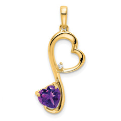 14k Amethyst and Diamond Heart Pendant - 2