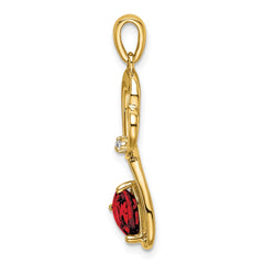 14k Garnet and Diamond Heart Pendant - 2