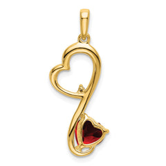 14k Garnet and Diamond Heart Pendant - 2