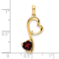 14k Garnet and Diamond Heart Pendant - 2