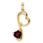 14k Garnet and Diamond Heart Pendant - 2