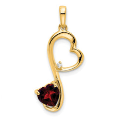 14k Garnet and Diamond Heart Pendant - 2