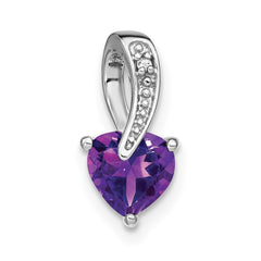 14k White Gold Amethyst and Diamond Heart Pendant - 5