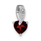 14k White Gold Garnet and Diamond Heart Pendant - 3