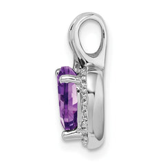 14k White Gold Amethyst and Diamond Heart Pendant - 6