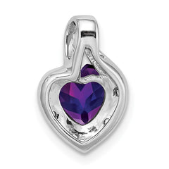 14k White Gold Amethyst and Diamond Heart Pendant - 6