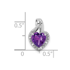 14k White Gold Amethyst and Diamond Heart Pendant - 6