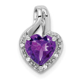 14k White Gold Amethyst and Diamond Heart Pendant - 6