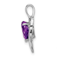 14k White Gold Amethyst and Diamond Heart Pendant - 7