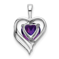 14k White Gold Amethyst and Diamond Heart Pendant - 7