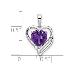 14k White Gold Amethyst and Diamond Heart Pendant - 7