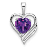 14k White Gold Amethyst and Diamond Heart Pendant - 7