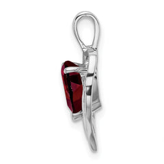 14k White Gold Garnet and Diamond Heart Pendant - 6