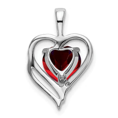 14k White Gold Garnet and Diamond Heart Pendant - 6