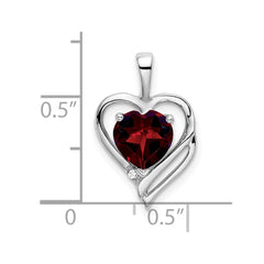 14k White Gold Garnet and Diamond Heart Pendant - 6