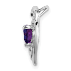 14k White Gold Amethyst and Diamond Heart Pendant - 3