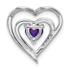 14k White Gold Amethyst and Diamond Heart Pendant - 3