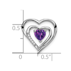 14k White Gold Amethyst and Diamond Heart Pendant - 3