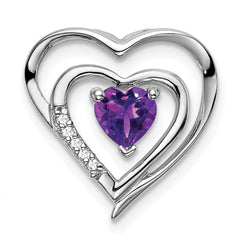 14k White Gold Amethyst and Diamond Heart Pendant - 3