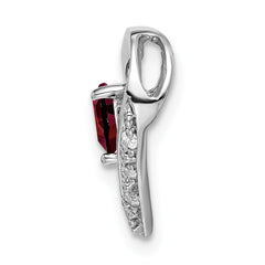 14k White Gold Garnet and Diamond Heart Pendant - 4