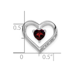 14k White Gold Garnet and Diamond Heart Pendant - 4