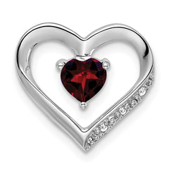 14k White Gold Garnet and Diamond Heart Pendant - 4