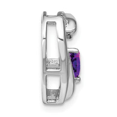 Sterling Silver Rhodium-plated Amethyst and Diamond Pendant - 10