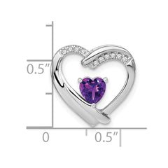 Sterling Silver Rhodium-plated Amethyst and Diamond Pendant - 10