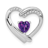 Sterling Silver Rhodium-plated Amethyst and Diamond Pendant - 10