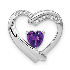 Sterling Silver Rhodium-plated Amethyst and Diamond Pendant - 10