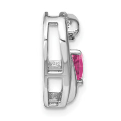 Sterling Silver Rhod-plated Created Pink Sapphire/Diamond Pendant - 4