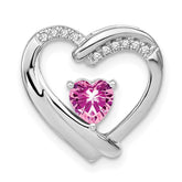 Sterling Silver Rhod-plated Created Pink Sapphire/Diamond Pendant - 4