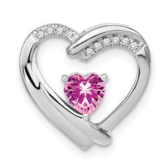 Sterling Silver Rhod-plated Created Pink Sapphire/Diamond Pendant - 4