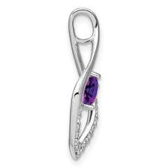 14k White Gold Amethyst and Diamond Pendant
