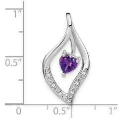 14k White Gold Amethyst and Diamond Pendant