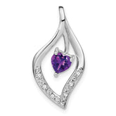 14k White Gold Amethyst and Diamond Pendant
