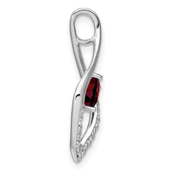 14k White Gold Garnet and Diamond Pendant - 12