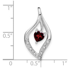 14k White Gold Garnet and Diamond Pendant - 12