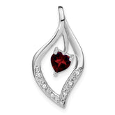 14k White Gold Garnet and Diamond Pendant - 12