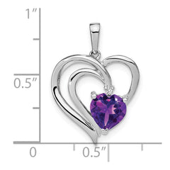 Sterling Silver Rhodium-plated Amethyst and Diamond Pendant - 11
